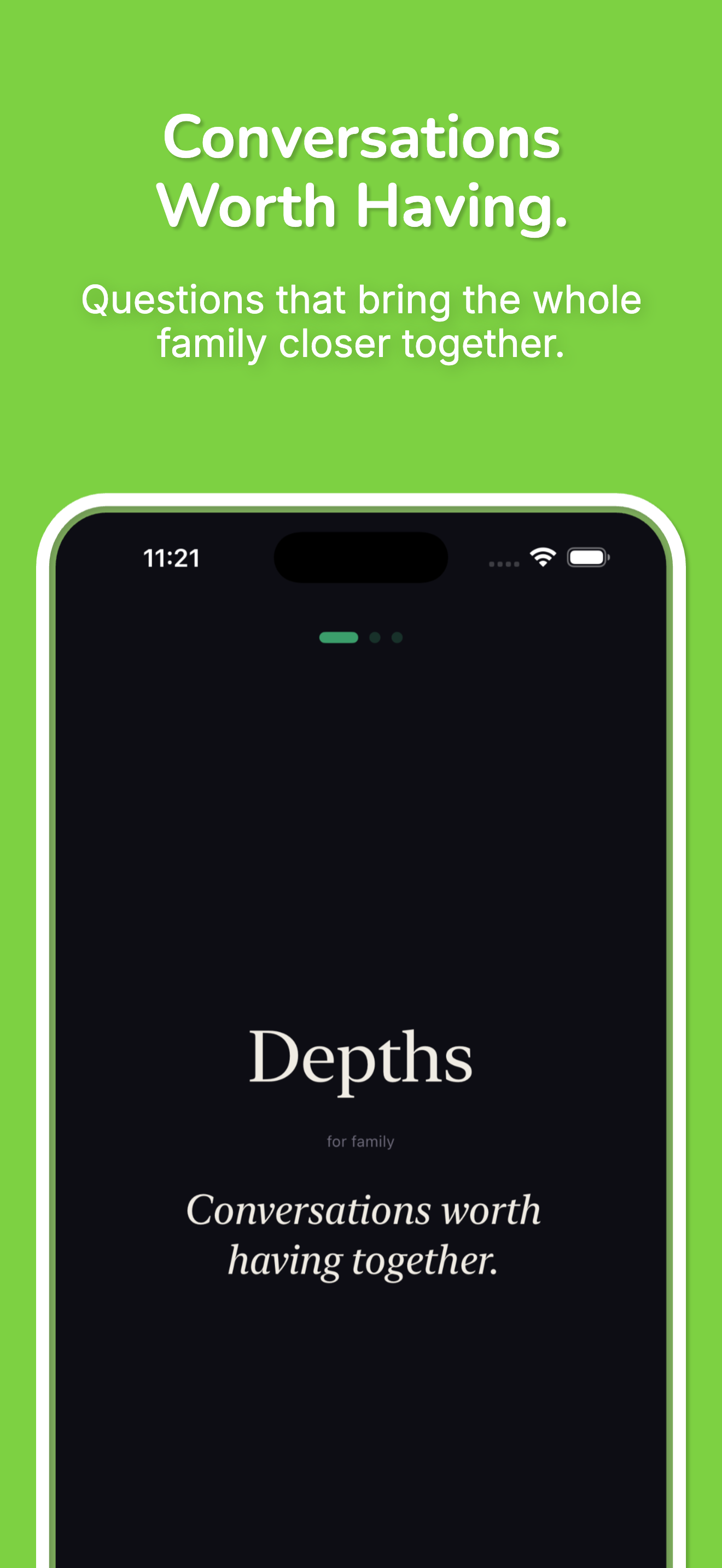 Depths: Family welcome or home screen