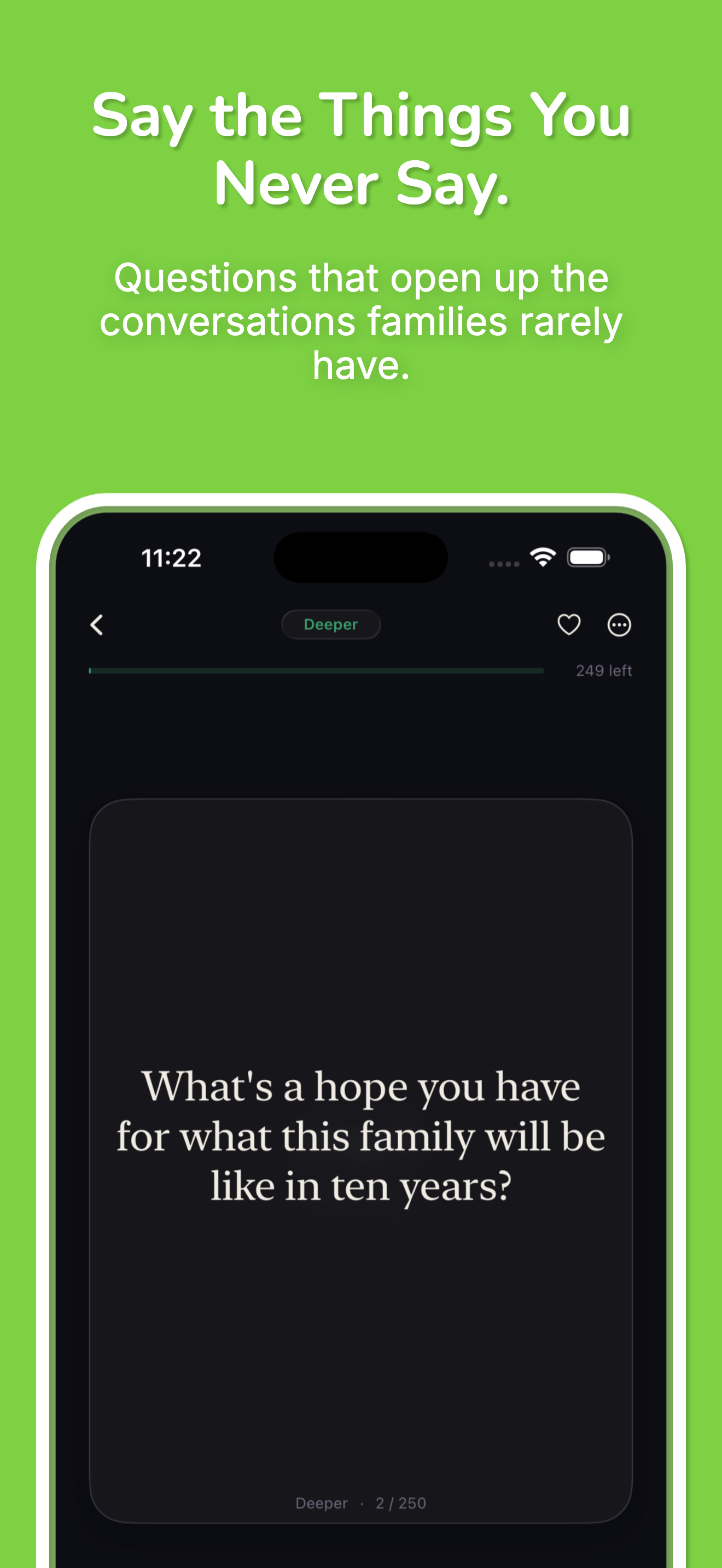 Depths: Family in-app screen
