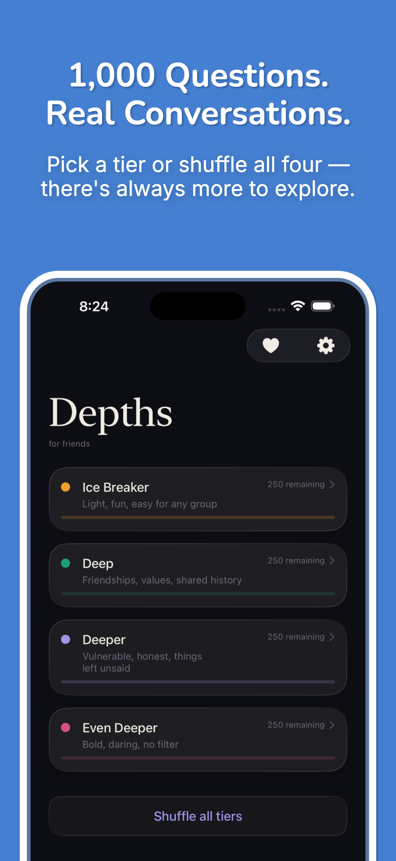 Depths: Friends in-app screen
