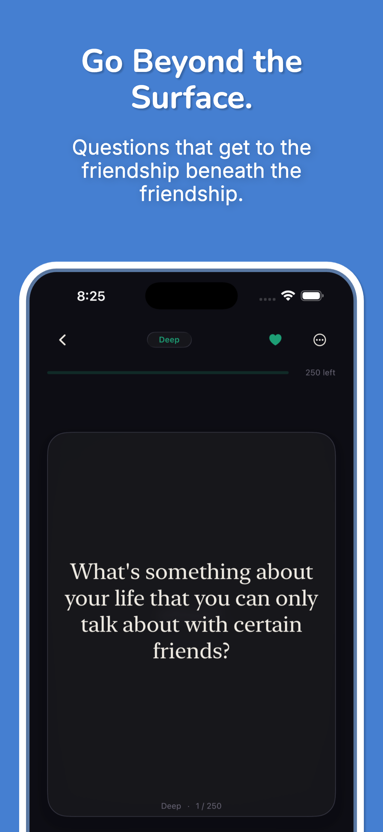 Depths: Friends in-app screen