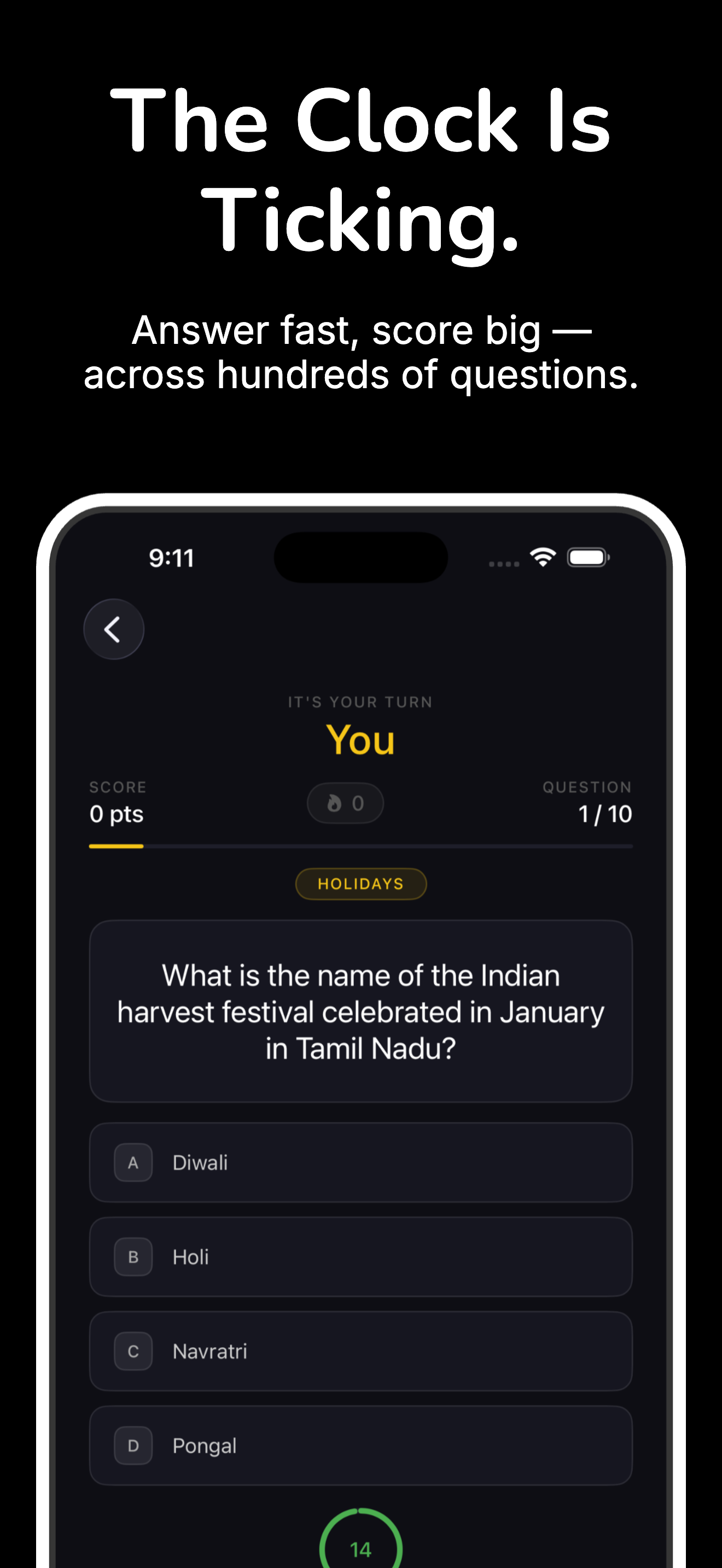 Blitz answer screen